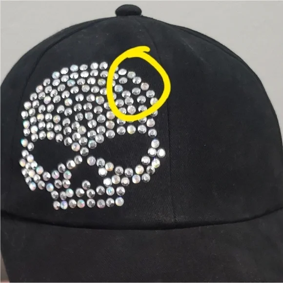 Harley-Davidson Black Cap with Rhinestone Skull Design - Picture 5 of 11